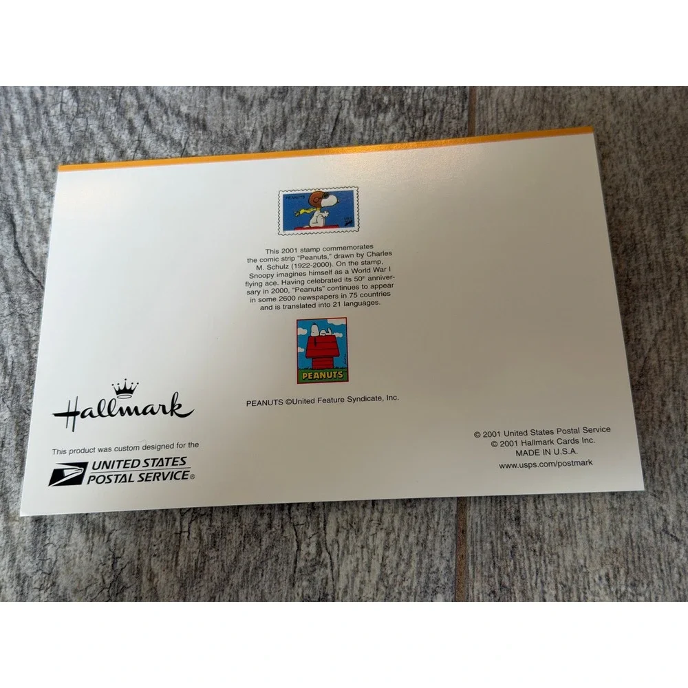 Hallmark Peanuts Note Card Folio Open Box Snoopy Flying Ace USPS 2001 Greeting